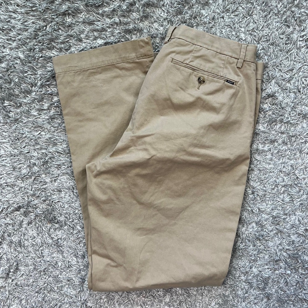 Polo Ralph Lauren Pants Mens 34x32 Stretch Classic Fit Chino Tan‎ Preppy